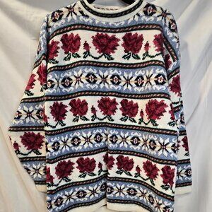 Vintage Private Eye Sweater Roses Size Large Adele Knit